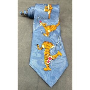 Gold City Tigger Blue Silk Blend Mens Necktie Tie Hand Made Classic Cartoon Fun